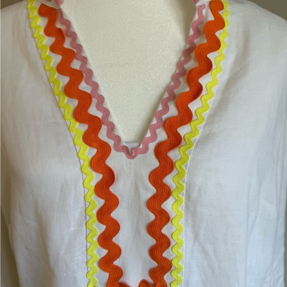 Sail to Sable White Dress with Multicolor Trim - Picture 2 of 3